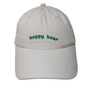 Happy Hour Slideback Hat Pink One Size Adjustable Embroidered Vented Holes Rubi
